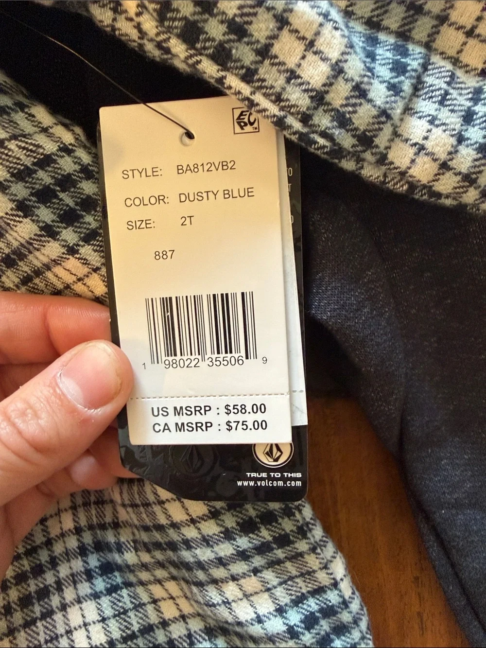 Volcom Blue and White Plaid Flannel Jacket with Navy Joggers